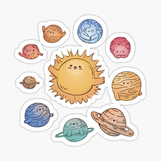 Discover Kawaii Cute Cartoon Solar System with Planets