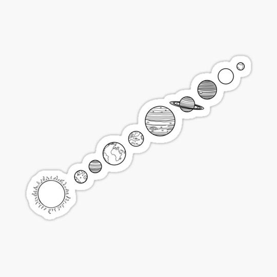 Discover Minimalist solar system drawing - white sun