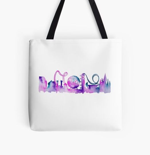 Discover Orlando Theme Park Inspired Watercolor Skyline Silhouette