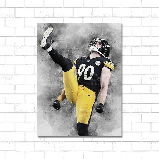 Discover TJ Watt Poster Canvas Frame, Kids Wall Dcor, Football, Man Cave Gift for Him