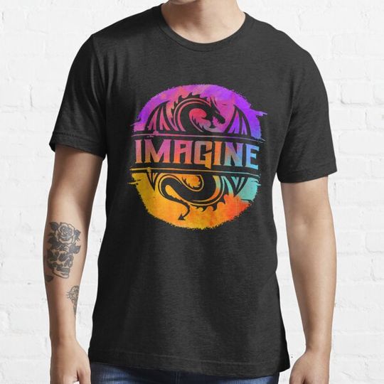 Discover Imagine colorful watercolour graphic dragon  classic t shirt