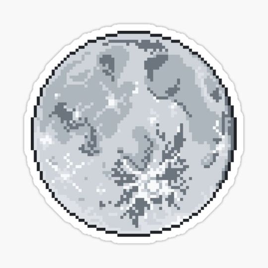 Discover Light Grey Full Moon - Pixel
