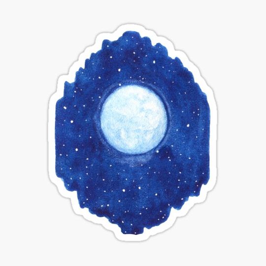 Discover Watercolor shining moon with stars