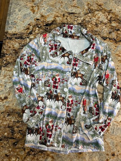Discover ORIGINAL Blue Cowboy Santa  Christmas Pajamas