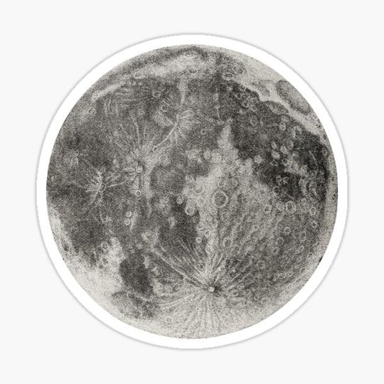 Discover Vintage Moon - Moonlight Sticker, Lunar Goddess Worship, Antique Book Luna (old book)