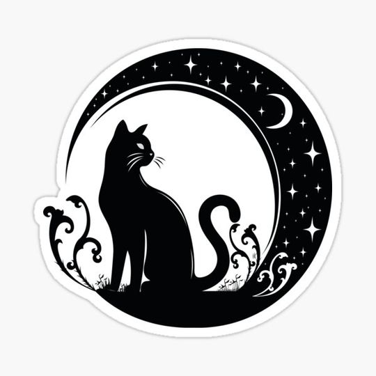 Discover Black Cat with a stars and moon