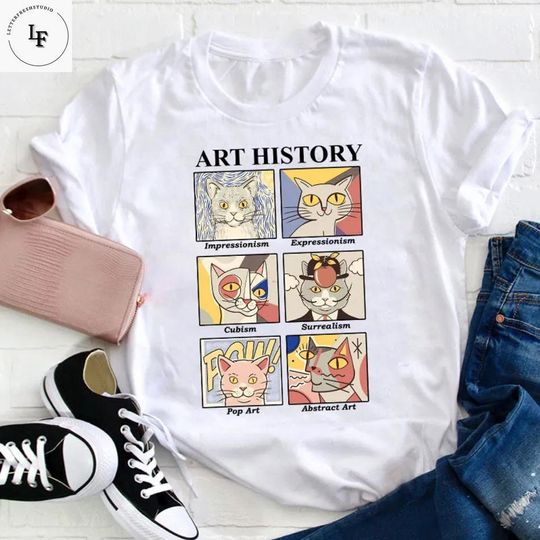 Discover Art History Cat Teacher Vintage T-Shirt, Teacher Shirt