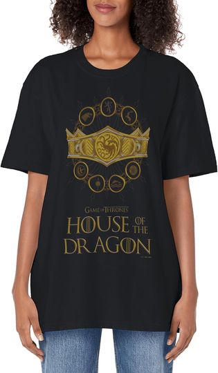 Discover Group Shot House Crests Crown V2 Adult Oversized Vintage T-Shirt