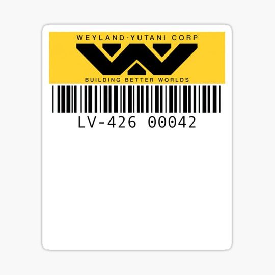 Discover Alien StickerWeyland Yutani Asset tag Sticker
