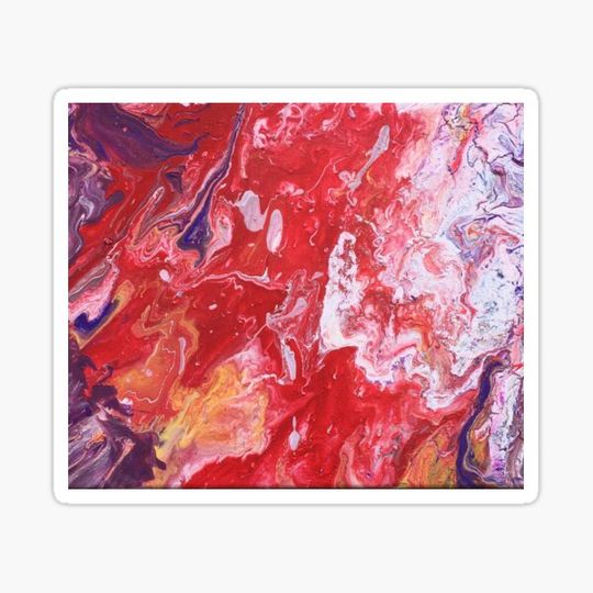 Discover Red Paint Pour Abstract