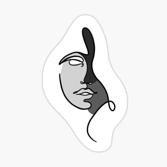 Discover One line face art grey