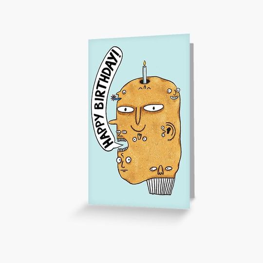 Discover Happy birthday potato, weird illustration card