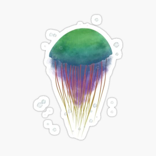 Discover digital watercolor rainbow jellyfish