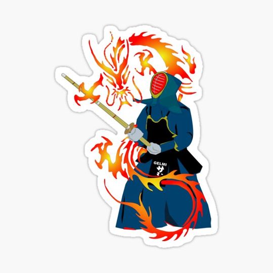 Discover A kendo master with a dragon around floating