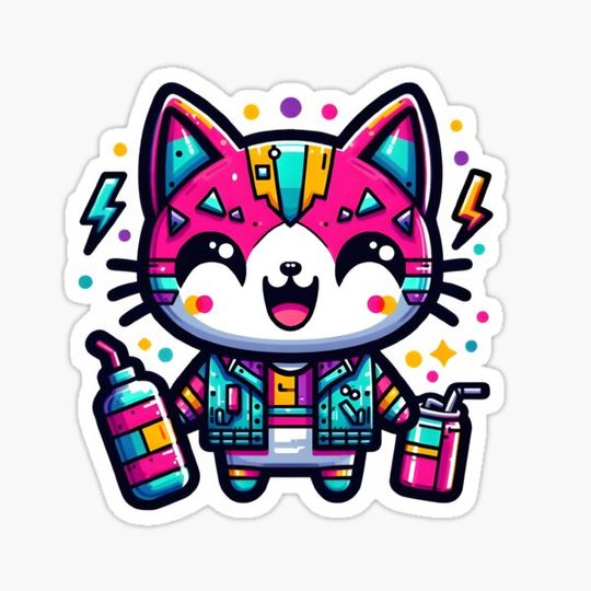 Discover Kawaii Cute Neon Tech Street Cat