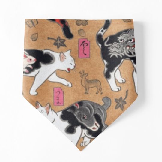 Discover Antique Japanese Woodblock Print Cats with Tattoos ~ Cat Tattoo Flash