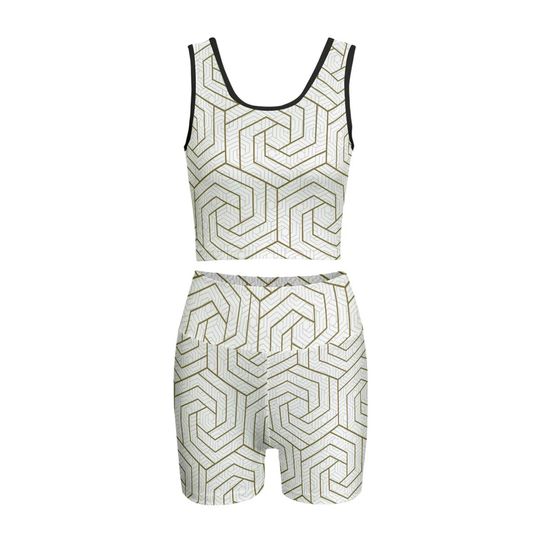 Discover Gold Pattern Geometric Women's Yoga Set
