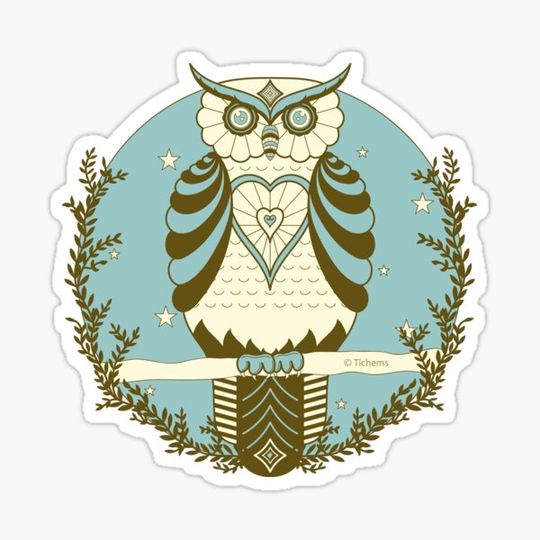 Discover Gold Owl on Blue Background