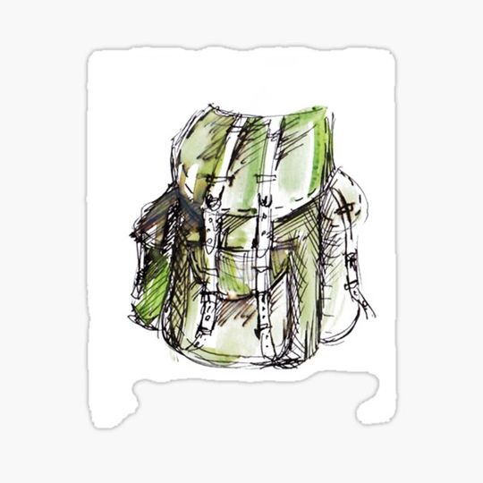 Discover Vintage Military Backpack Watercolor Illustration