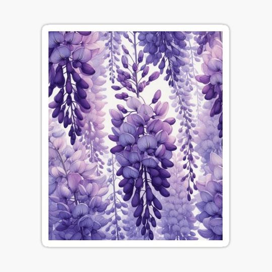 Discover purple wisteria in bloom, watercolor
