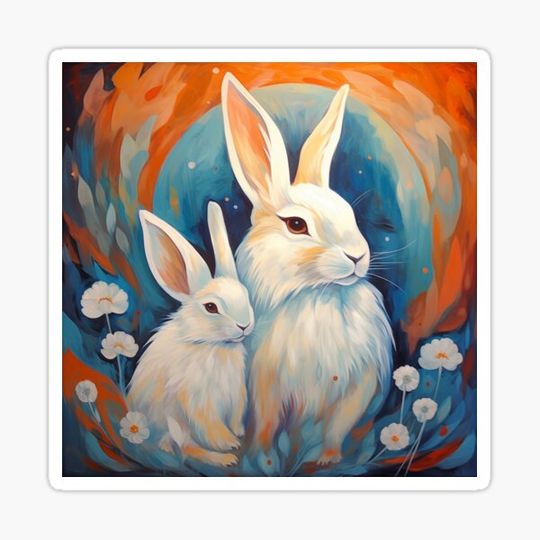 Discover Stylized White Angora Rabbits
