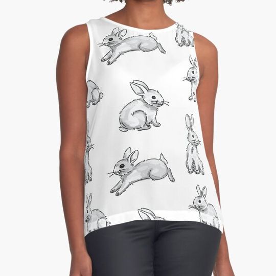 Discover Grey rabbits seamless pattern