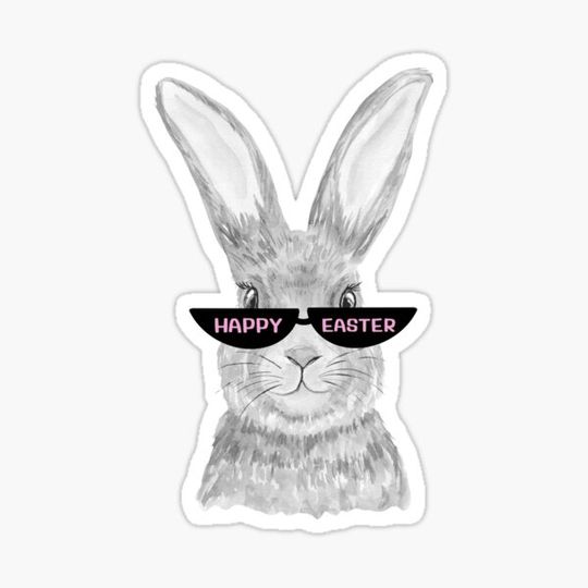 Discover Happy Funny Easter Bunny Rabbit Face with Sunglasses Stickers