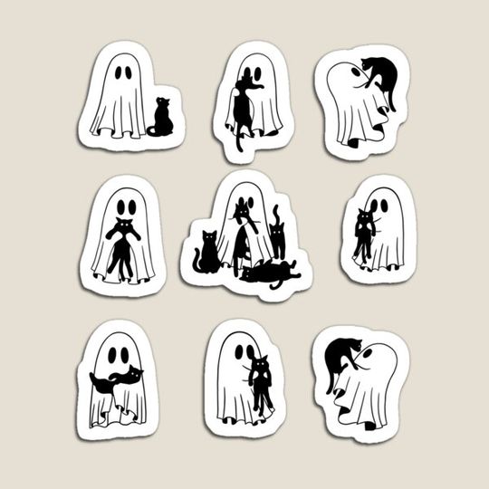 Discover Halloween Ghost and Black Cat - Cat Lover Halloween