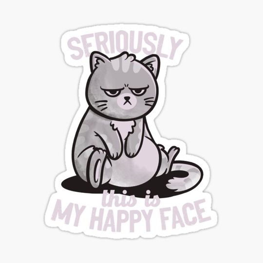 Discover This Is My Happy Face Cute Funny Cat Gift