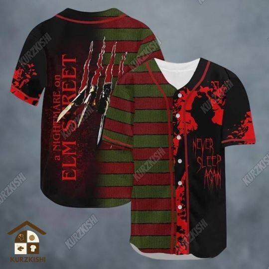 Discover Freddy Krueger Jersey Shirt, Nightmare Elm Street Shirt, Horror Movie Baseball Shirt