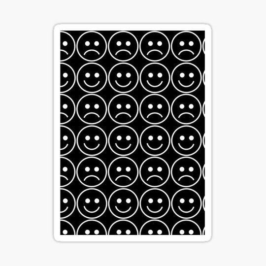 Discover SMILE SAD FACES BLACK AND WHITE MINIMAL ORIGINAL ILLUSTRATION