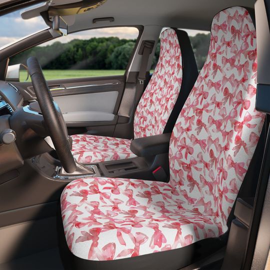 Discover Pink Coquette Bows Car Seat Covers, Girly Era Car Accessories