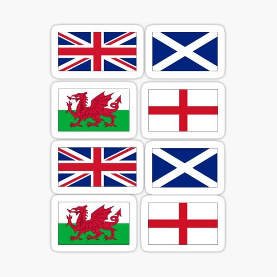 Discover UK Flags - Union Jack Scotland Wales Sticker Sheet
