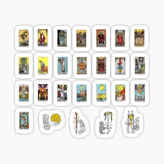 Discover Tarot Card Sticker Set - All Major Arcana with Bonus Ace Sheet