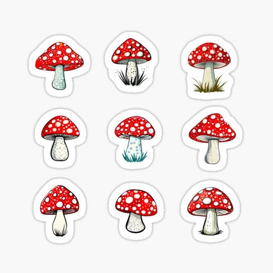 Discover Red Mushroom Sticker Pack