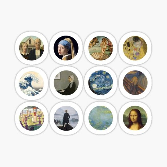 Discover World's Most Famous Artworks & Paintings Sticker Sheet Pack Set
