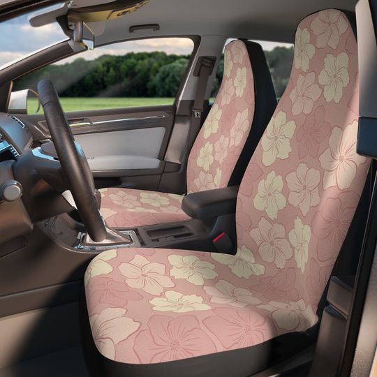 Discover Vintage Hawaiian Car Seat Covers, Tropical Hibiscus Print, Van Life Seat Covers