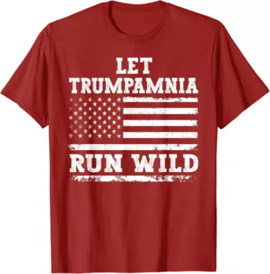 Discover Let Trumpamania Run Wild Trump 2024 American Flag Unisex T-Shirt