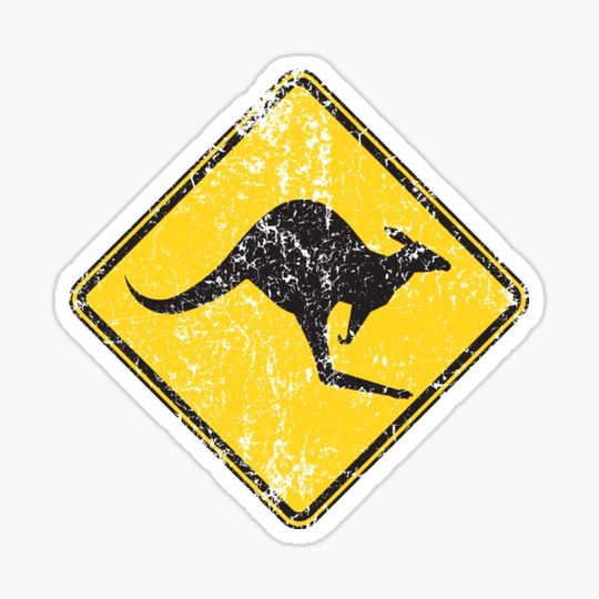 Discover Kangaroo Road Sign Funny Animals distressed Funny Aussie Icon Australian Gift