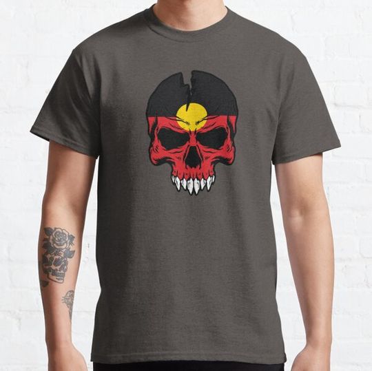 Discover Australian native aboriginal flag skull head