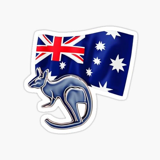 Discover Australia, kangaroo, flag