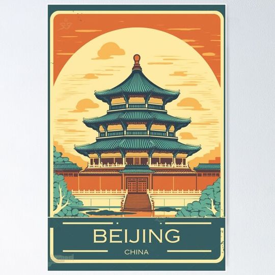 Discover Beijing China Vintage Poster