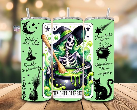 Discover Sarcastic witch tarot cards 20oz skinny tumbler  Scary Horror Halloween 20 oz Skinny Tumbler