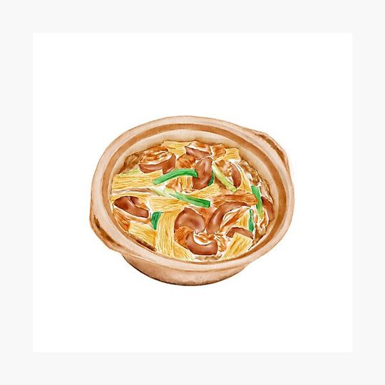 Discover Watercolor Illustration of Chinese Cuisine - Dry tofu lamb clay pot | 支竹羊腩煲