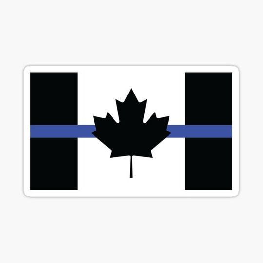 Discover Canadian flag with blue line, Thin blue line canada