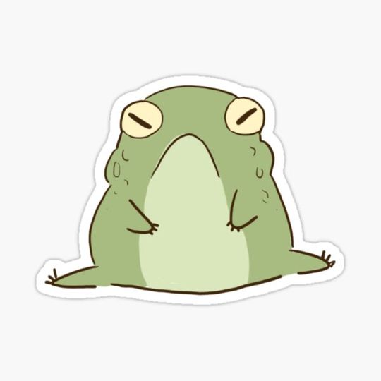 Discover Cute Grumpy Frog Sticker - For Phone cases, Water bottles, iPads or Computers