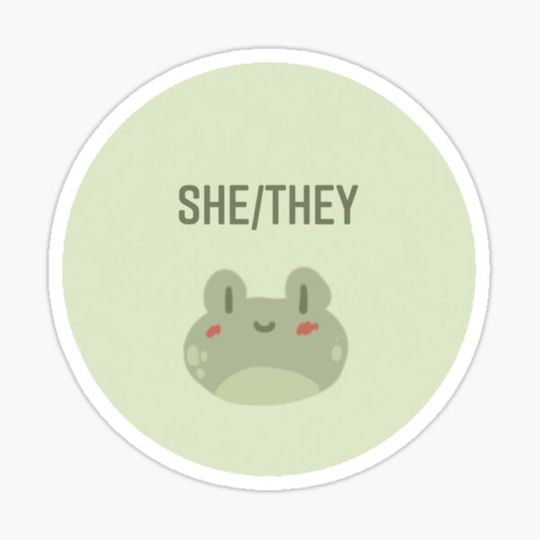 Discover she/they pronouns frog