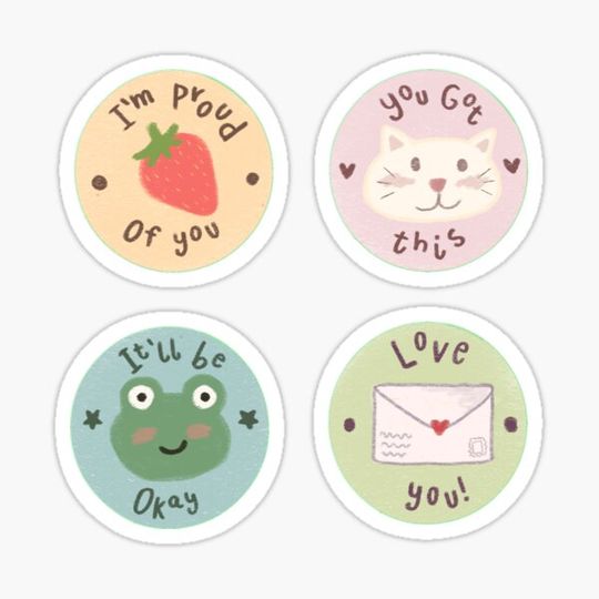 Discover positive affirmations aesthetic sticker set
