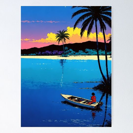 Discover Sunset Boatride - Hiroshi Nagai inspired Artwork