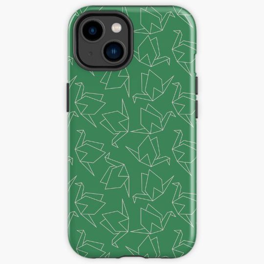 Discover Origami paper cranes on green background